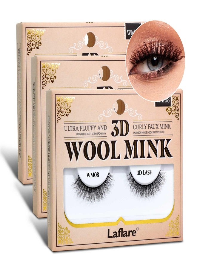 Laflare Wool Curl Faux Mink 3D Eyelashes | Lightweight, Reusable | Ultra Fluffy, Frizzy Curly | Unique & Trendy Look Eyelashes. (LFWM-WM08) - Image 1